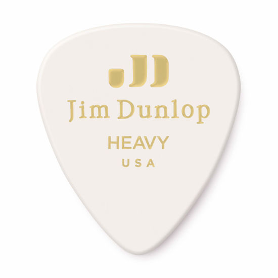 Picture of Dunlop 483P01HV Genuine Celluloid, White, Heavy, 12/Player's Pack