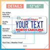 Picture of InkMyPlate Personalized North Carolina Car License Plate | 12x6 Inch | Select from All 50 States | 3 Sizes | Custom Plate for Front Car Bumper | Personalized Car Tags | USA Thick .040 Aluminum