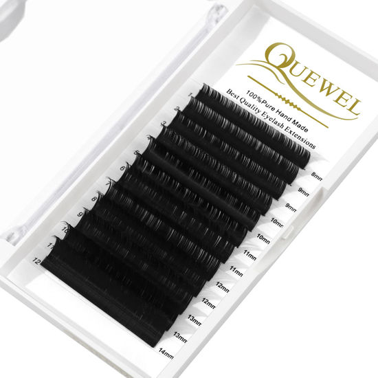 Picture of QUEWEL Eyelash Extension Supplies 0.07 D Curl Mix-8-14mm Classic Individual Lash Extensions|Optinal 0.03/0.05/0.07/0.10/0.15/0.20 C/D Single 8-25mm Mix 8-14mm 15-20mm 20-25mm|(0.07 D MIX-8-14mm)