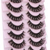 Picture of wiwoseo False Eyelashes Russian Strip Lashes Natural Wispy Fluffy D Curly 18MM Fake Eyelashes 10 Pairs Pack