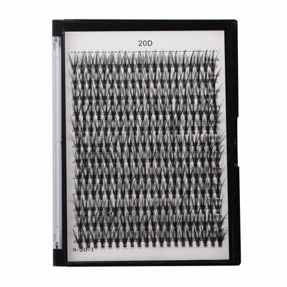 Picture of Bodermincer 240pcs Large Tray 10D/20D/30D Cluster Eyelashes to Choose D Curl False Lashes Professional Makeup Individual Cluster Eye Lashes (20D-D Curl-18mm)
