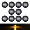 Picture of TMH 3/4 Inch Clear Lens Amber 3 LED Clearance Side Marker Indicator Lights Round Mini Lamp with Rubber 12V DC for Truck Lorry Tow Trailer Car (Pack of 10)