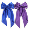 Picture of 2pcs Large Hair Bows for Women Big Bow Clip Girl Scarf French Barrette with Long Silky Satin Ribbon Solid Color Bowknot Hairpin Hair Slides Scrunchies Accessories (Purple Royal Blue)