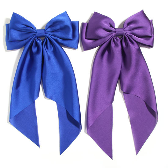 Large Silky Hair Bows Women Girls Ribbon Long Hair Barrettes