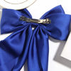 Picture of 2pcs Large Hair Bows for Women Big Bow Clip Girl Scarf French Barrette with Long Silky Satin Ribbon Solid Color Bowknot Hairpin Hair Slides Scrunchies Accessories (Purple Royal Blue)