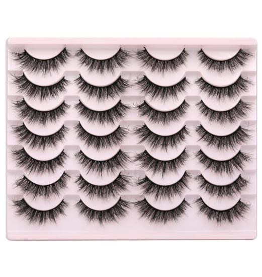 Picture of Mink Lashes Natural Look Fluffy Wispy Eyelashes Pack zanlufly Eye Lashes Mink Dramatic Full Thick False Eyelashes Fox Reusable Handmade Soft Fake Eyelashes