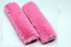 Picture of Pinbola 5pcs in 1 Set Faux Wool Steering Wheel Cover Soft Fluffy Handbrake Cover & Gear Shift Cover & 2pcs Seat Belt Shoulder Pads Warm Universal Fit for 15 Inch (Pink)