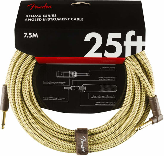 Picture of Fender Deluxe Series Instrument Cable, Straight/Angle, Tweed, 25ft