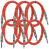 Picture of Seismic Audio SASTSX-2Red-6PK 2-Feet TS 1/4-Inch Guitar, Instrument, or Patch Cable, Red