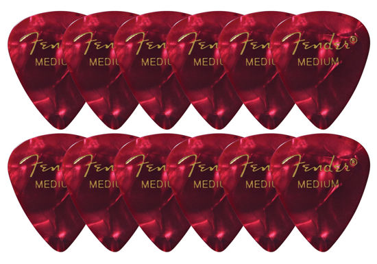 Picture of Fender Premium Celluloid 351 Shape Picks, Medium, Red Moto - 12 Pack