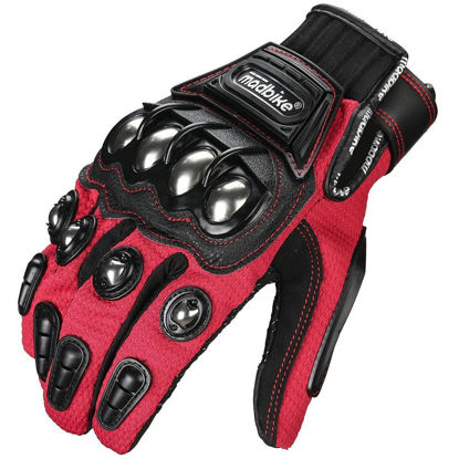Picture of ILM Alloy Steel Motorcycle Touchscreen Motorbike Bicycle Powersports Racing Gloves (XL, RED) Model 10C