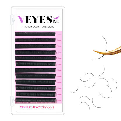 Picture of VEYES INC Eyelash Extension Supplies Classic Volume Lash Extensions 0.05 C Curl 8-16mm Mixed Tray, Premium Mink Silk Individual Lashes Soft Matte Black Salon Use.