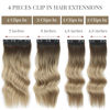 Picture of Sué Exquisite 4PCS Clip in Long Soft Glam Waves Thick Hairpieces 20 inches Chocolate Brown to Dirty Blonde Hair Extensions Synthetic Fiber Double Weft Hair for Women Full Head