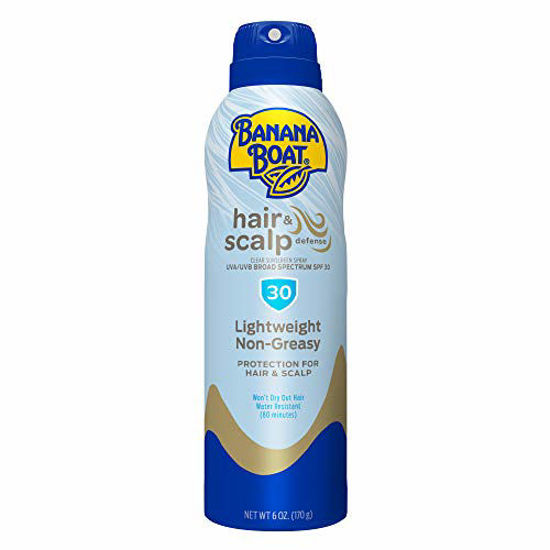 Picture of Banana Boat Hair & Scalp Defense Sunscreen, Broad Spectrum Clear Spray, SPF 30, 6oz.