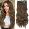 Picture of Sué Exquisite 4PCS Clip in Long Soft Glam Waves Thick Hairpieces 16 inches Chocolate Brown Hair Extensions Synthetic Fiber Double Weft Hair for Women Full Head