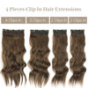 Picture of Sué Exquisite 4PCS Clip in Long Soft Glam Waves Thick Hairpieces 16 inches Chocolate Brown Hair Extensions Synthetic Fiber Double Weft Hair for Women Full Head