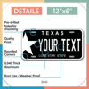 Picture of InkMyPlate Personalized Texas Black Car License Plate | 12x6 Inch | Select from All 50 States | 3 Sizes | Custom Plate for Front Car Bumper | Personalized Car Tags | USA Thick .040 Aluminum