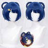 Picture of Navy Blue Cosplay Wig with Bangs Anime Cosplay Bob Hair Wigs with Braids Hairpin Cap Included