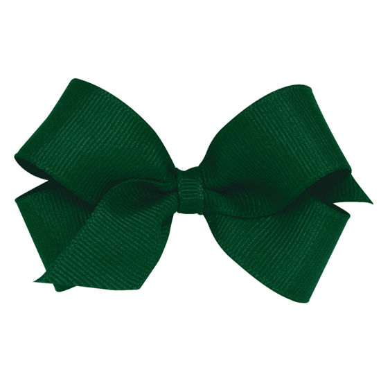 Picture of Wee Ones Girls' Classic Grosgrain Hair Bow on a WeeStay No-Slip Hair Clip with Plain Wrap, Mini, Forest Green