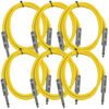 Picture of Seismic Audio - SASTSX-2 (6 Pack) - 2 Foot TS 1/4" Guitar, Instrument, or Patch Cables Yellow