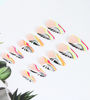 Picture of 24 Pcs Acrylic Press on Nails Medium, Glue on Nails for Women, Fake Nails with Glue (Black and Colorful Swirl)