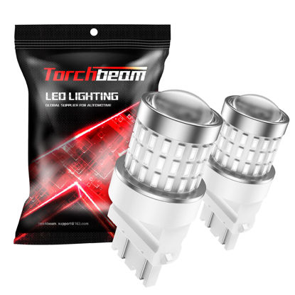 Picture of Torchbeam 3157 Red LED Tail Lights, Super Bright 3156 3056 3057 4157 4057 3457 Brake LED Bulbs, 3000 Lumens Brake Tail Parking Stop Lights Bulbs, Pack of 2