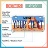 Picture of InkMyPlate Personalized Utah Small License Plate | Bike 6x3 inch | Select from All 50 States | 3 Sizes | Custom License Plates for Kids Bicycles | Power Wheels | USA Thick .040 Aluminum