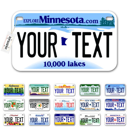 Picture of InkMyPlate Personalized Minnesota Small License Plate | Motorcycle 7x4 in | 3 Sizes | Custom License Plates for Kids Bicycles | Power Wheels | Wagons | ATV | USA Thick .040 Aluminum