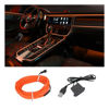 Picture of EL Wire Interior Car LED Strip Lights, USB Auto Neon Light Strip with Sewing Edge, 16FT Electroluminescent Car Ambient Lighting Kits with Fuse Protection, Car Interior Decoration Accessories (Orange)