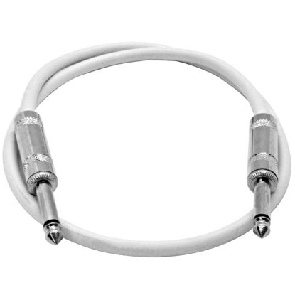 Picture of Seismic Audio - SASTSX-2White - 2 Foot White 1/4 Inch TS Patch Cables- 2' Professional Audio Unbalanced 1/4" Patch Cord