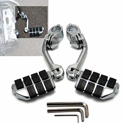 Picture of XFMT Chrome Long Highway Pegs 1-1/4" Footpegs Compatible with Harley Davidson/Honda/Yamaha/Kawasaki/BSA/Norton/Triumph Bobber,Chopper,Cafe racer,ATV,UTV,Scooter