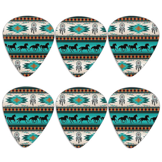 Picture of KEIAHUAN Aztec Horse Guitar Picks for Bass, Acoustic Guitars Electric Guitar Pick Set of 6