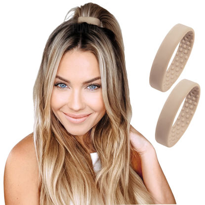 Picture of PONY-O 2 Pack Dark Blonde Original Patented Hair Accessory, Ponytail Holder, Hair Tie alternative