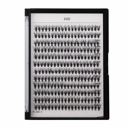 Picture of Bodermincer 240pcs Large Tray 10D/20D/30D Cluster Eyelashes to Choose D Curl False Lashes Professional Makeup Individual Cluster Eye Lashes (20D-D Curl-12mm)