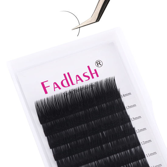 Picture of FADLASH Individual Lashes Super Matte Silk Black Classic Lash Extensions Mixed Tray 0.10 DD Curl 8-14mm Semi-permanent Extremely Soft Eyelash Extension Supplies (0.10-DD, 8-14mm Mix)