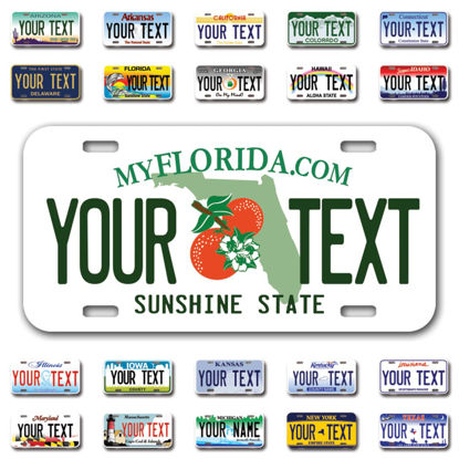 Picture of InkMyPlate Personalized Florida Car License Plate | Choose from All 50 Sates | 6x12 Inch | Custom Florida License Plate for Front of Car | Personalized Custom Car Tags | USA .040 Aluminum