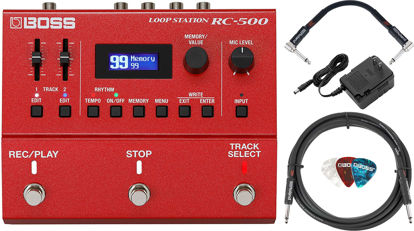 Picture of Boss RC-500 Loop Station Bundle with Power Supply, Instrument Cable, Patch Cable, and Picks