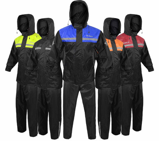 Picture of Alpha Cycle Gear Rain Suit for Men & Women Jackets Pant Gear Reflective Rainsuit Waterproof (BLUE, 2X-LARGE)