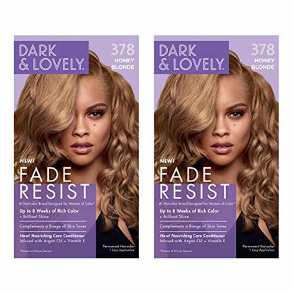 Picture of SoftSheen-Carson Dark and Lovely Fade Resist Rich Conditioning Hair Color, Permanent Hair Color, Up To 100 percent Gray Coverage, Brilliant Shine with Argan Oil and Vitamin E, Honey Blonde, 2 Count