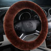 Picture of Fluffy Fur Wool Sheepskin car Steering Wheel Cover, Fuzzy Protector for Universal Steering Wheel 15inch, Anti-Slip,Comforting and Luxurious, Soft Texture (Saddle Brown)