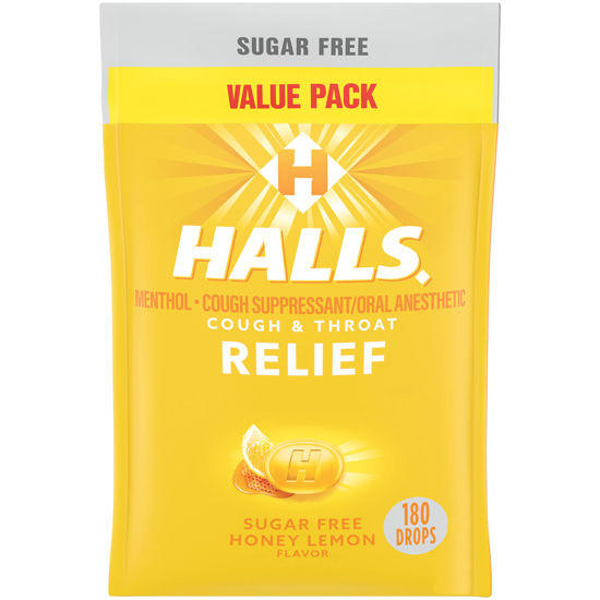 Picture of HALLS Relief Honey Lemon Sugar Free Cough Drops, Value Pack, 180 Drops