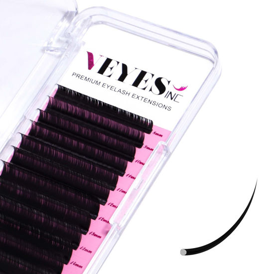 Picture of VEYES INC Eyelash Extension Supplies Classic Volume Lash Extensions 0.05 C Curl 8-16mm Mixed Tray, Premium Mink Silk Individual Lashes Soft Matte Black Salon Use.