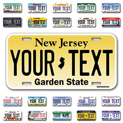 Picture of InkMyPlate Personalized New Jersey Car License Plate | Choose from All 50 Sates | 6x12 Inch | Custom New Jersey License Plate for Front of Car | Personalized Custom Car Tags | USA .040 Aluminum