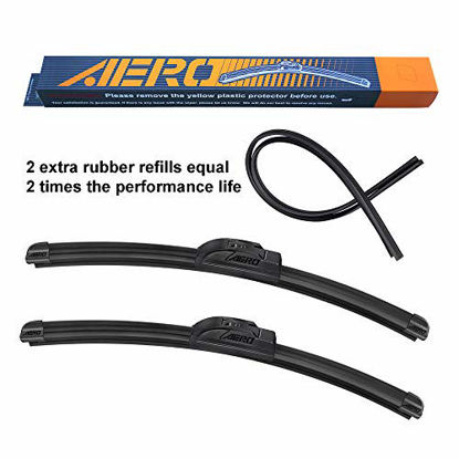 Picture of AERO Voyager 14" + 14" Premium All-Season OEM Quality Windshield Wiper Blades with Extra Rubber Refill + 1 Year Warranty (Set of 2)