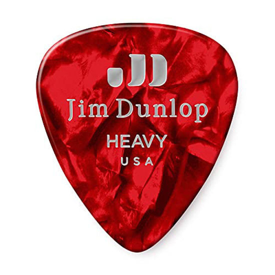 Picture of Dunlop 483P09HV Classic Celluloid Red Pearloid Guitar Picks, Heavy, 12-Pack