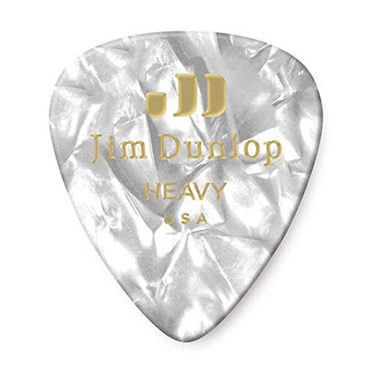 Picture of Dunlop 483P04HV Genuine Celluloid, White Pearloid, Heavy, 12/Player's Pack