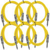 Picture of Seismic Audio - SASTSX-3 (6 Pack) - 3 Foot TS 1/4" Guitar, Instrument, or Patch Cables Yellow