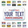 Picture of InkMyPlate Personalized North Carolina Mini License Plate | Choose from 50 States Moto 7x4 Custom for Kids Power Wheels Golf Cart, Motorcycle, Wagons, Moped ATV Aluminum Made USA, 7inchX4inch