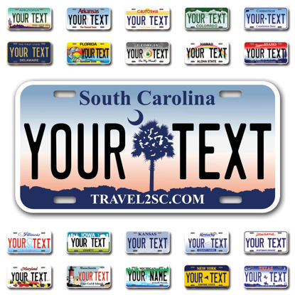 Picture of InkMyPlate Personalized South Carolina Moon Car License Plate | Choose from All 50 Sates | 6x12 Inch | Custom South Carolina Plate for Front of Car | Personalized Custom Car Tags | USA .040 Aluminum