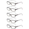 Picture of Kerecsen 5 Pairs Fashion Ladies Reading Glasses Spring Hinge Pattern Design Readers, 5 Pack Gray, Medium